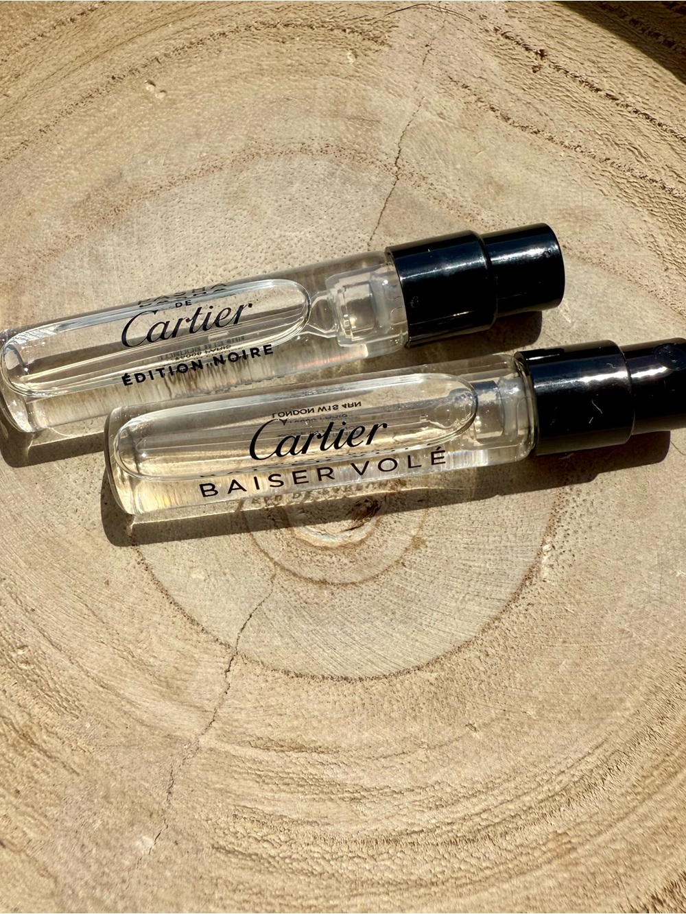 Baiser Volé Eau de Parfum and Pasha de Cartier Edition Noire samples
